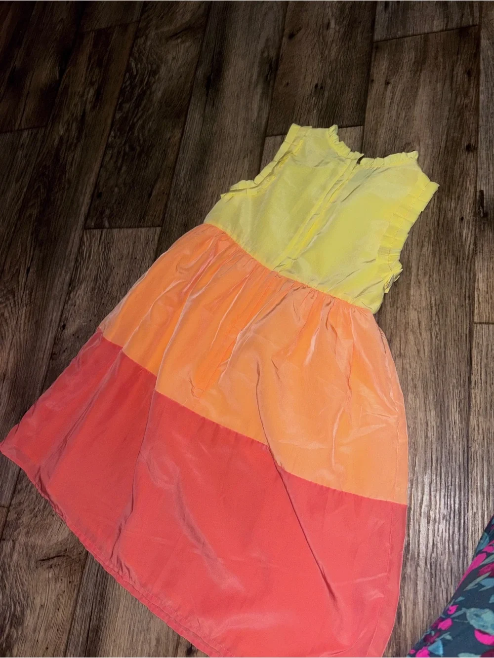 Girls Gymboree Colorblock Yellow Orange Pink Tiered Dress Sz. 10